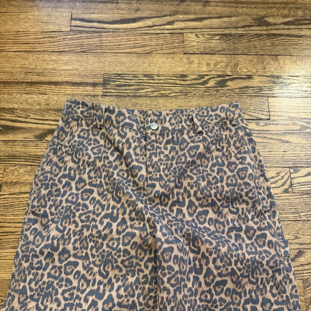 NOISY MAY‎ Women's Brown Leopard Print Straight Leg Jeans Pants Medium - Picture 6 of 12